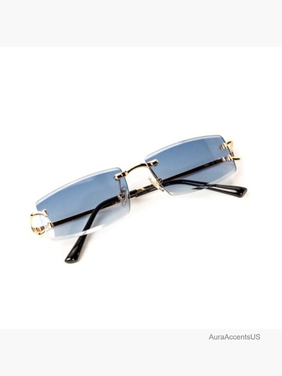 Rimless Square Sunglasses Retro Trendy Hip Hop Frameless Shades Gold Frame main image 6